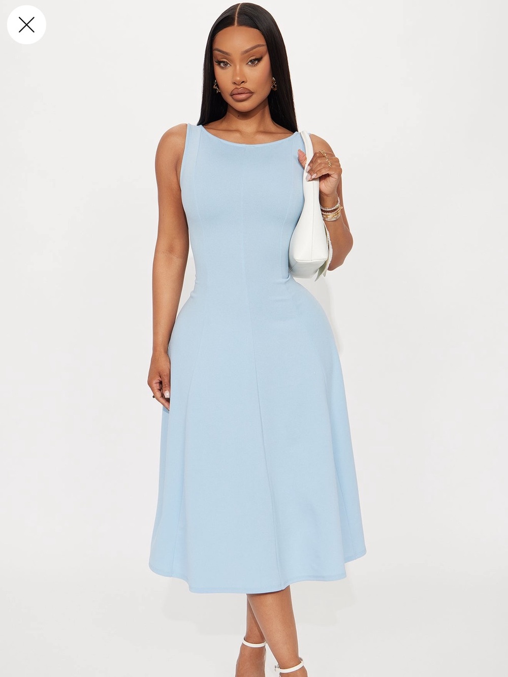 Fashion Nova Pale Blue Sleeveless Midi Dress